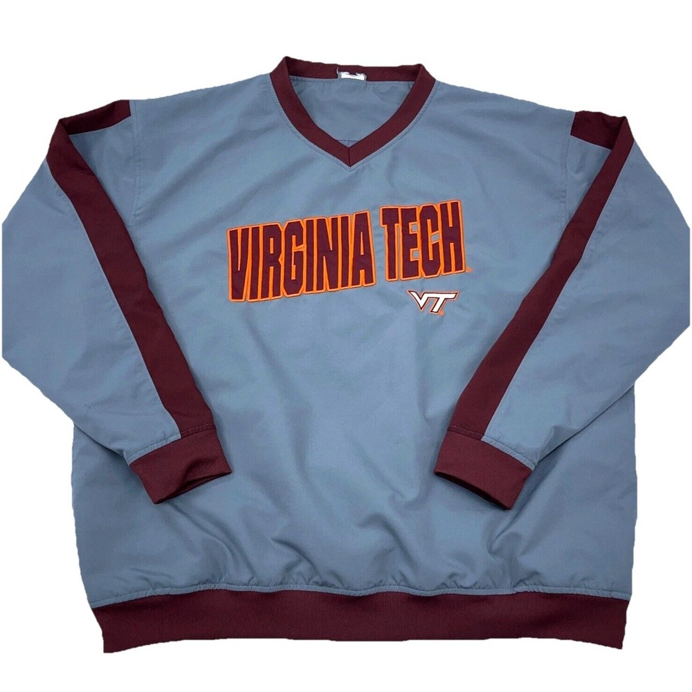 Virginia Teck Hokies Jacket Men XL Gray Pullover Windbreaker Warm Up Coat VT A39